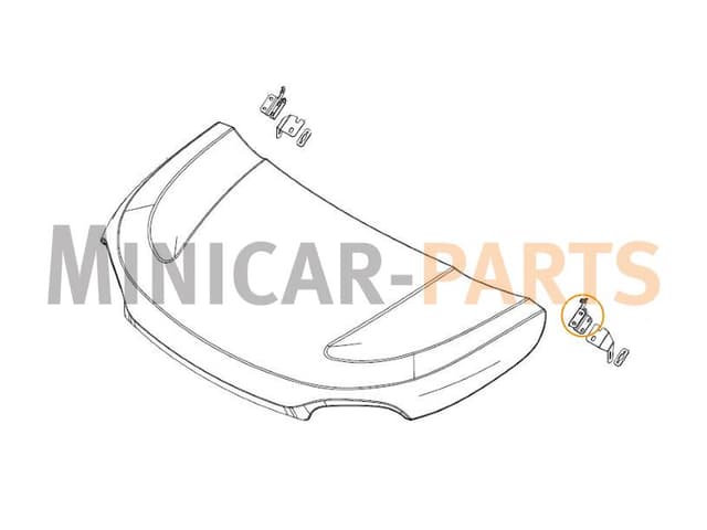 Hood hinge front left Microcar MGO6 / Due6