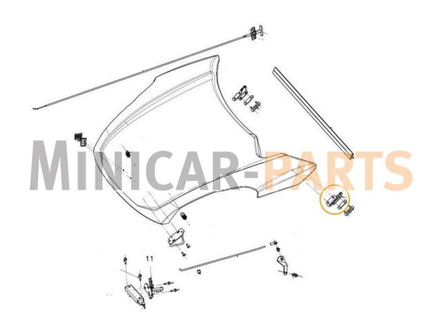 Bonnet hinge Ligier / Microcar